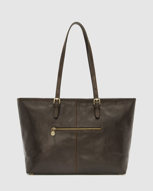 Elena Chocolate - Leather Tote Bag