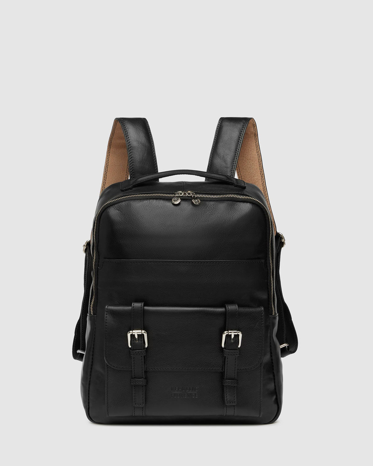 Big black leather backpack discount