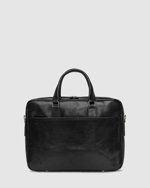 Tokyo Black - Slim Leather Laptop Briefcase - Republic of Florence