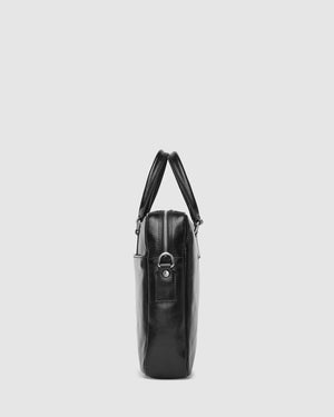 Tokyo Black - Slim Leather Laptop Briefcase - Republic of Florence