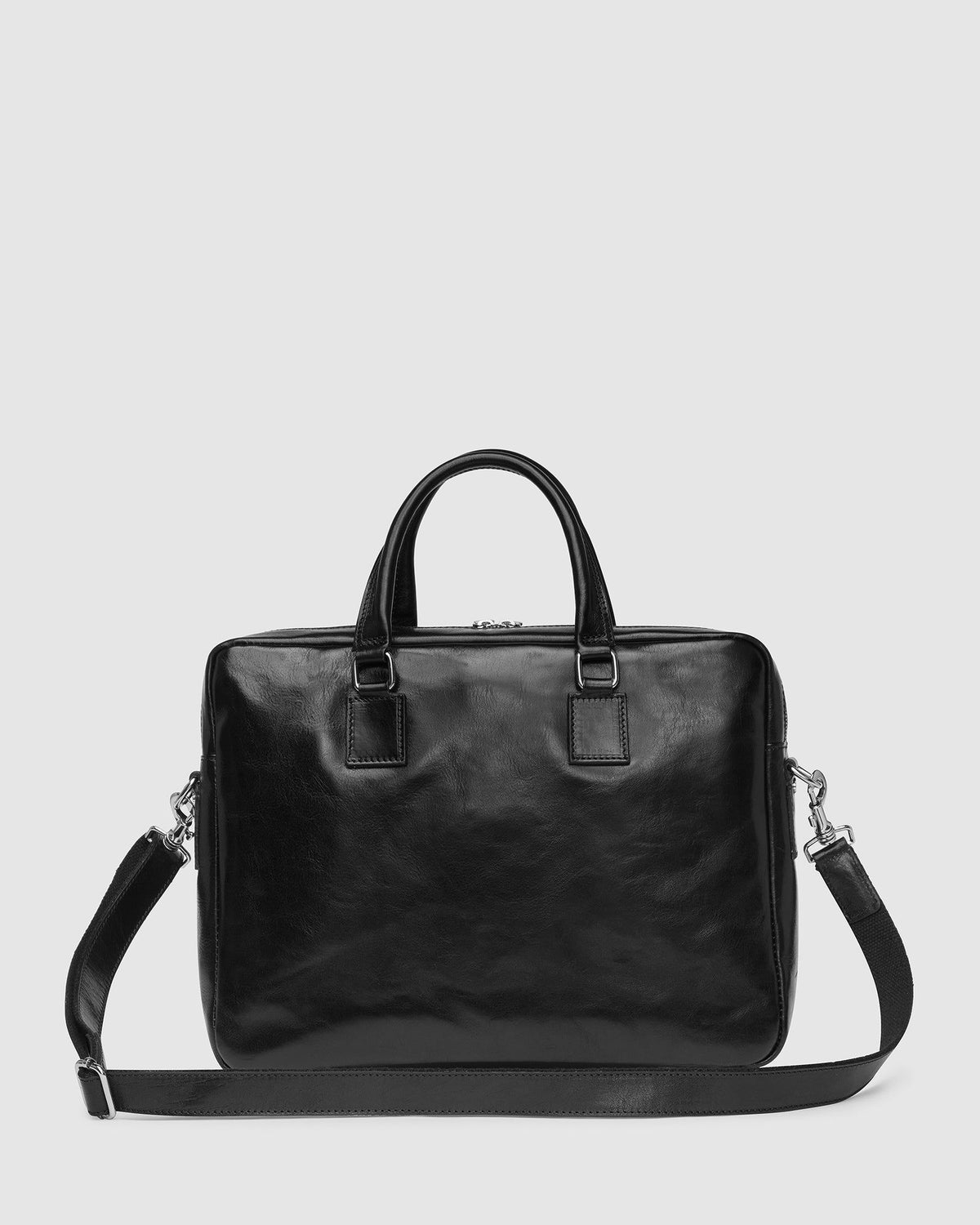 Mens black leather laptop briefcase clearance