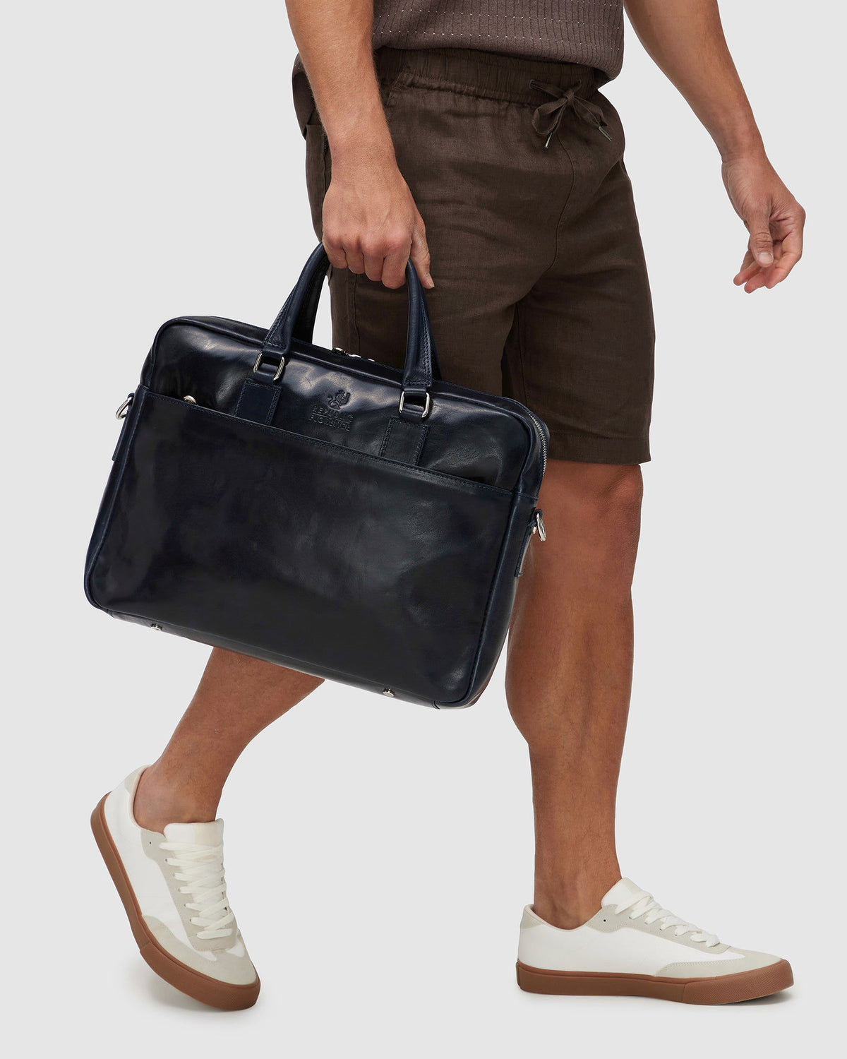 Tokyo Blue - Slim Leather Laptop Briefcase - Republic of Florence