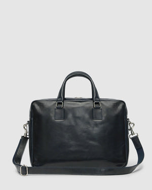 Tokyo Blue - Slim Leather Laptop Briefcase - Republic of Florence
