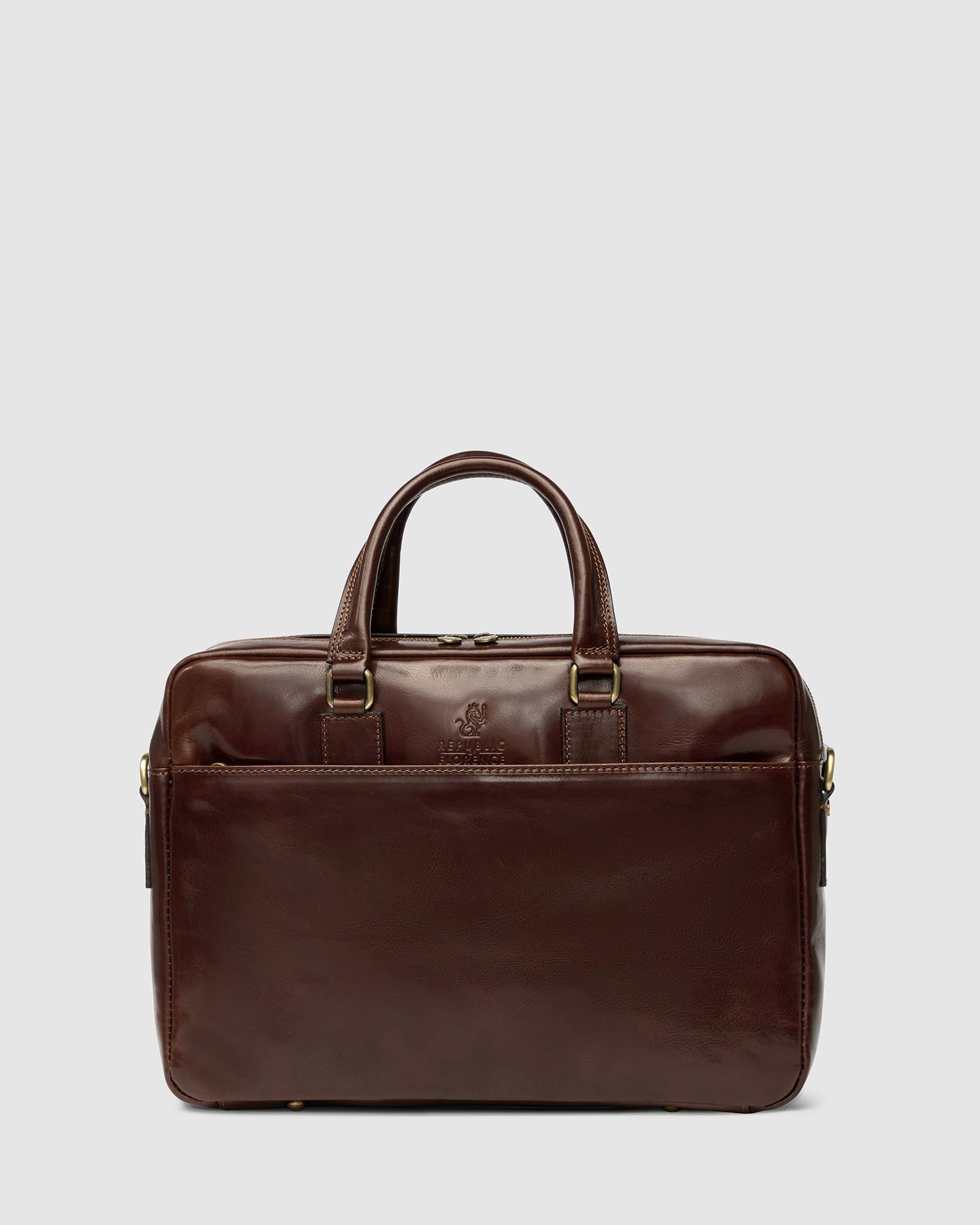 Tokyo Brown - Slim Leather Laptop Briefcase - Republic of Florence