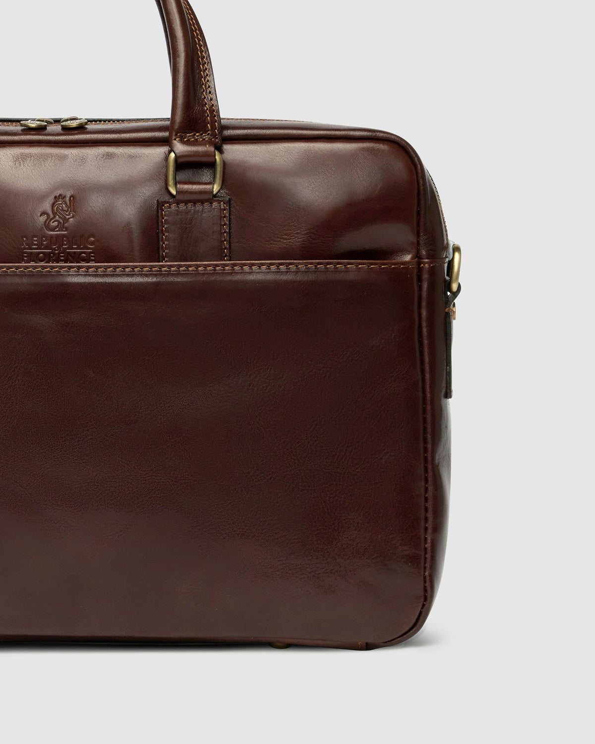 Tokyo Brown - Slim Leather Laptop Briefcase - Republic of Florence