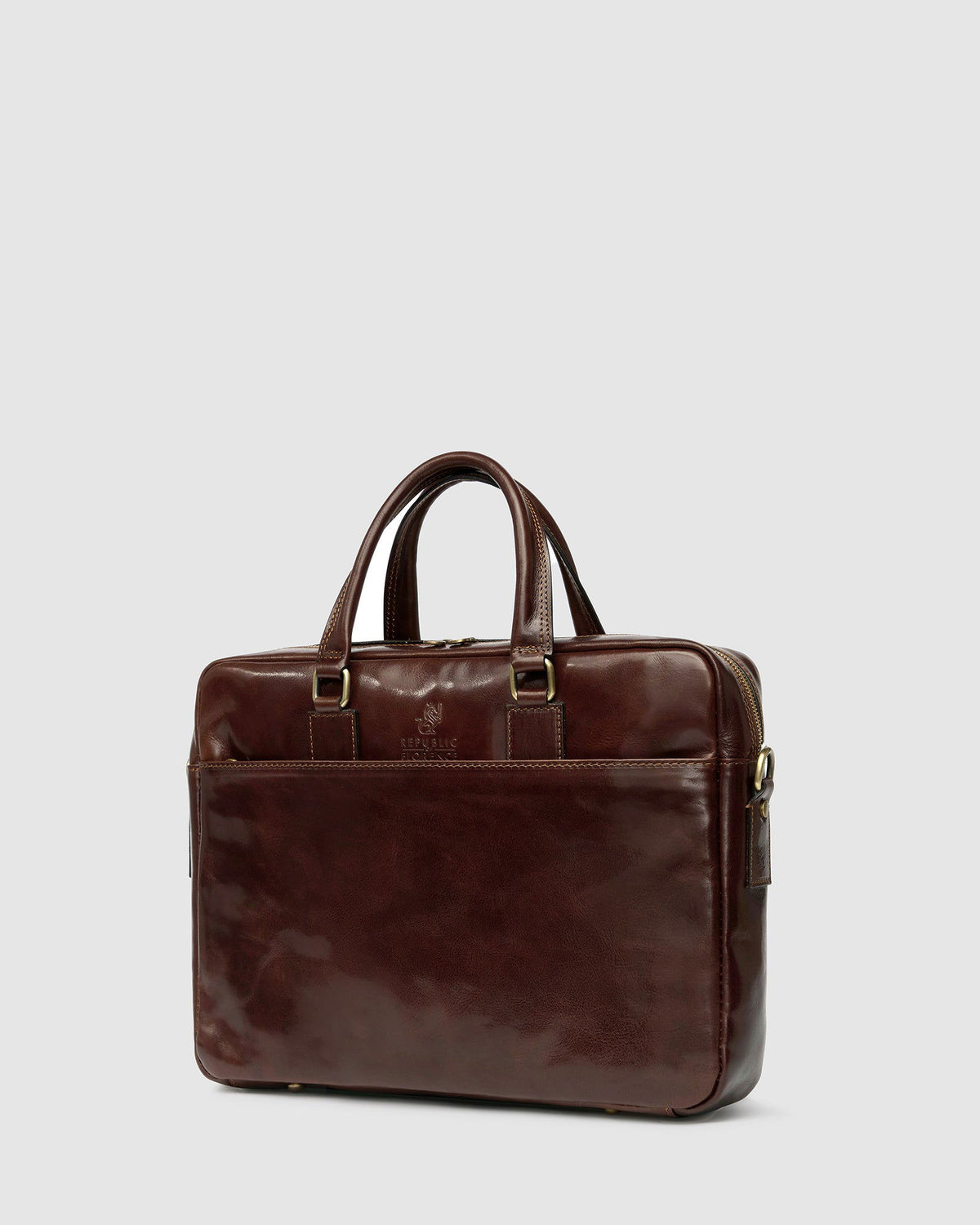 Tokyo Brown Slim Leather Laptop Briefcase