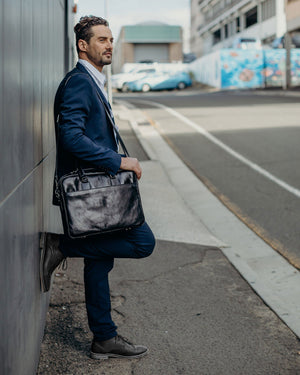 Tokyo Brown - Slim Leather Laptop Briefcase - Republic of Florence