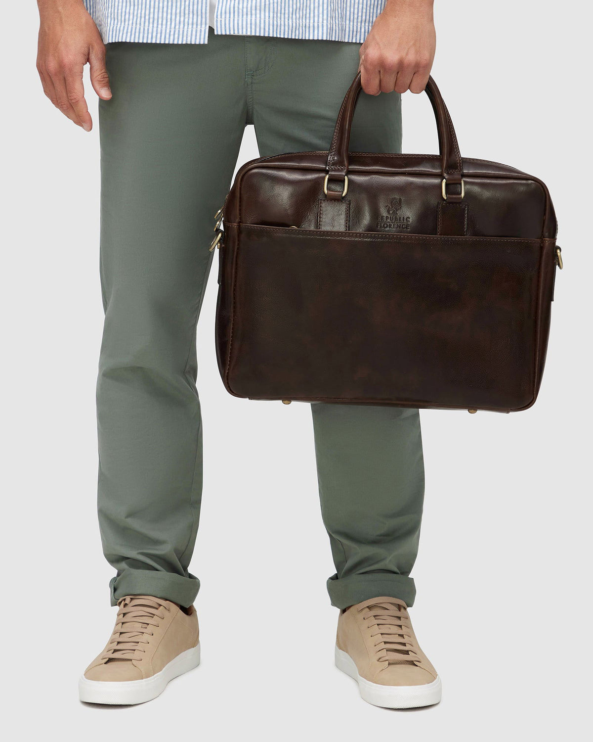 Tokyo Chocolate - Slim Leather Briefcase - Republic of Florence