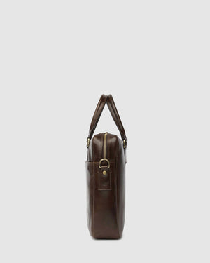 Tokyo Chocolate - Slim Leather Briefcase - Republic of Florence