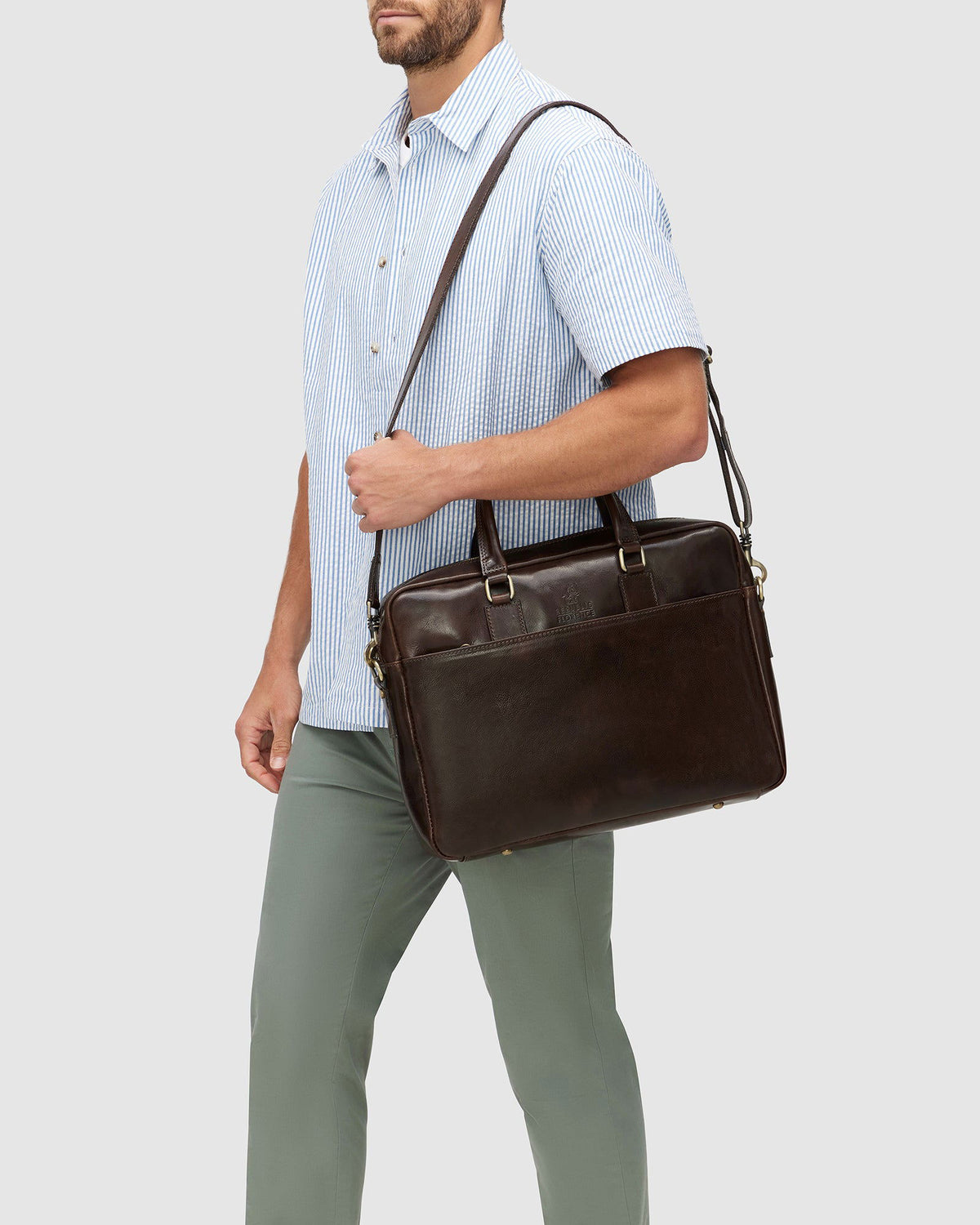 Tokyo Chocolate - Slim Leather Briefcase - Republic of Florence