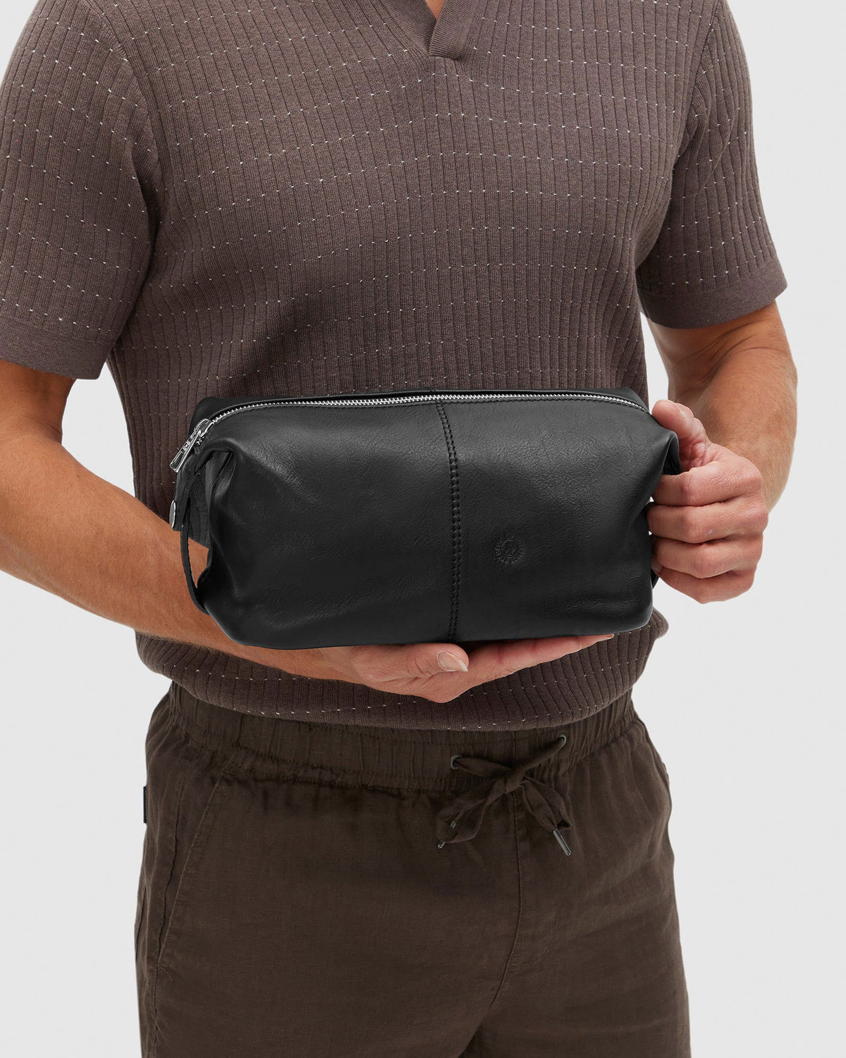 Tre dopp kit Matt Black - Leather Toiletry Bag - Republic of Florence