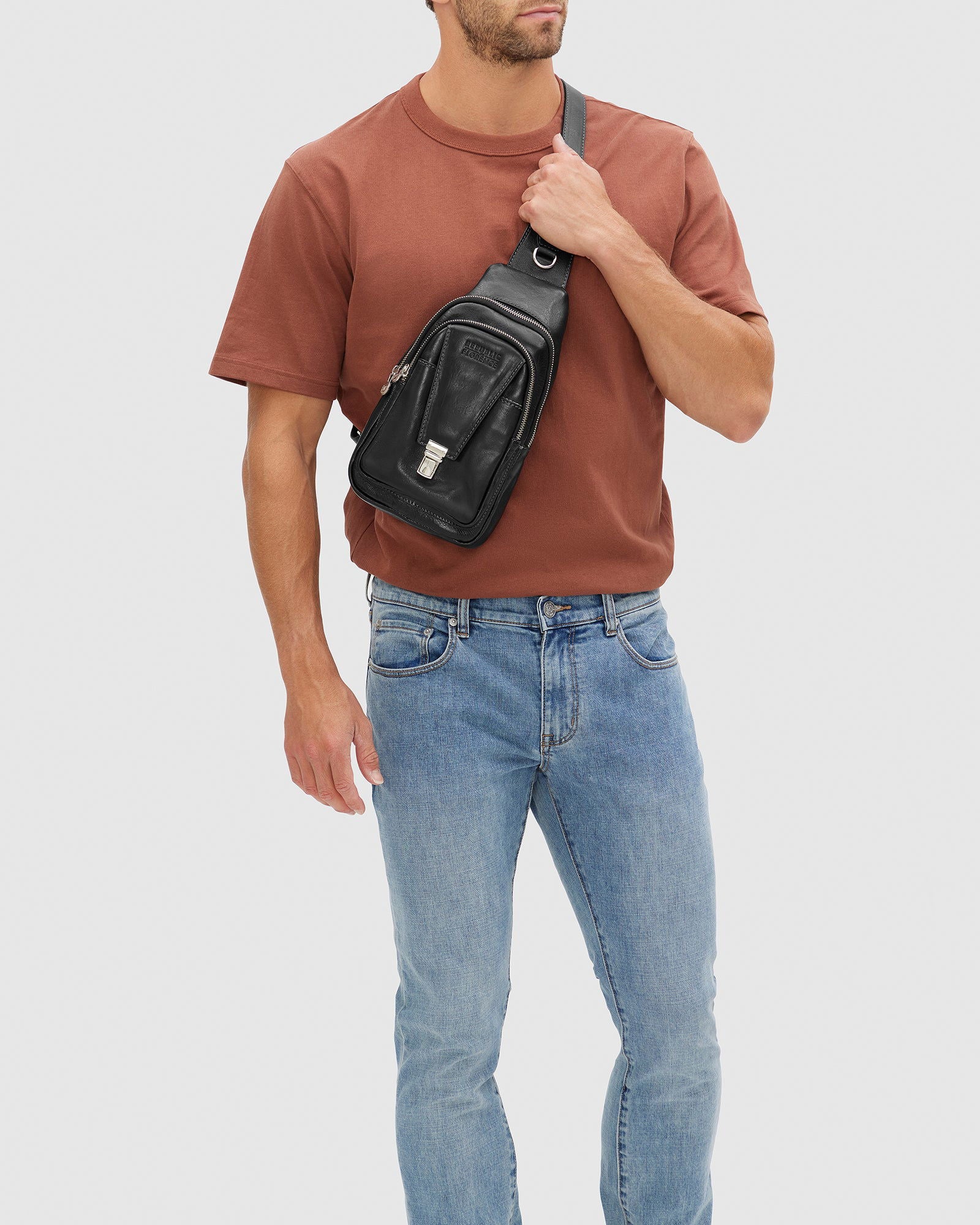 Valerio Black - Leather Sling Bag - Republic of Florence
