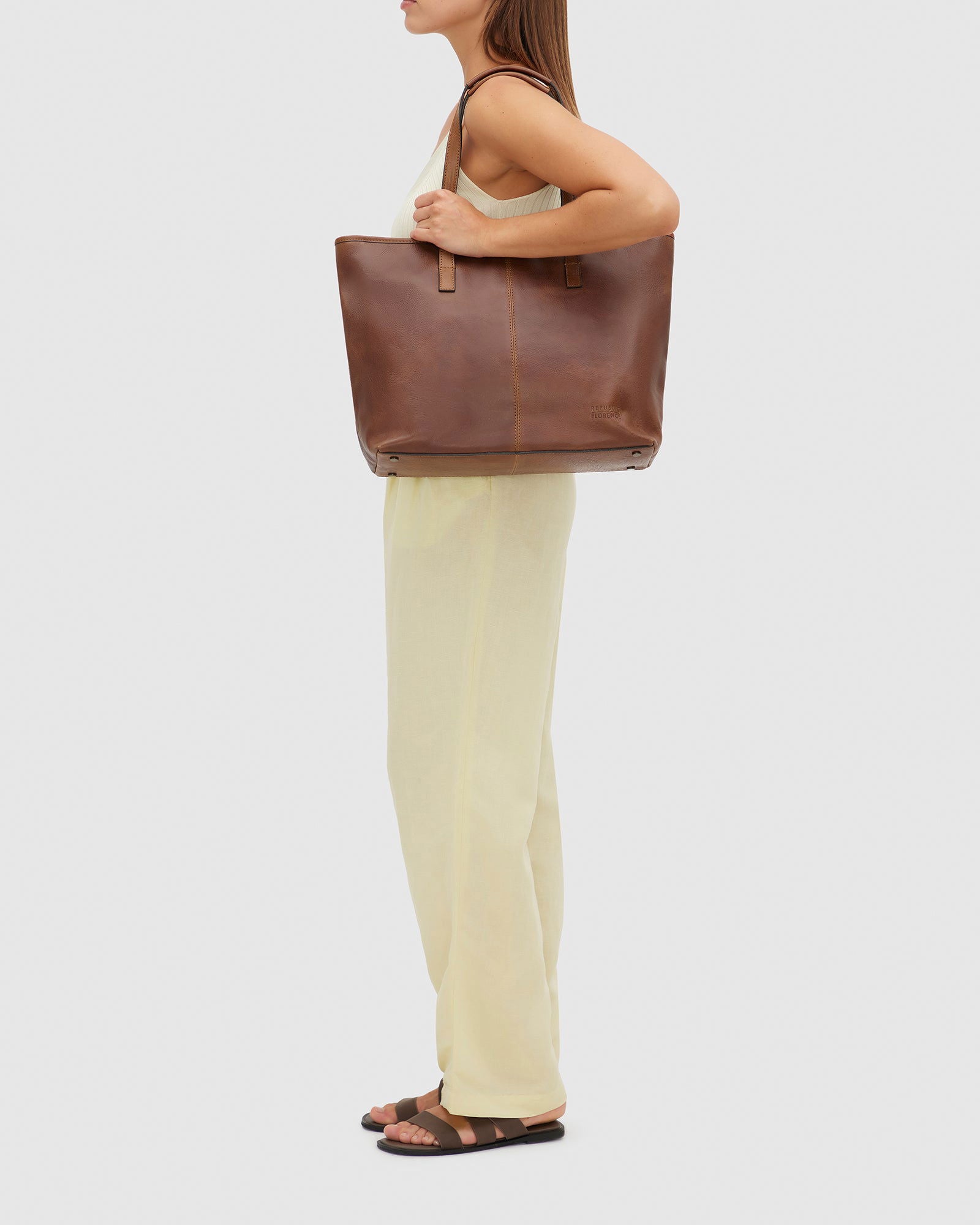 Beatrice Matt Brown - Leather Tote / Work Bag - Republic of Florence