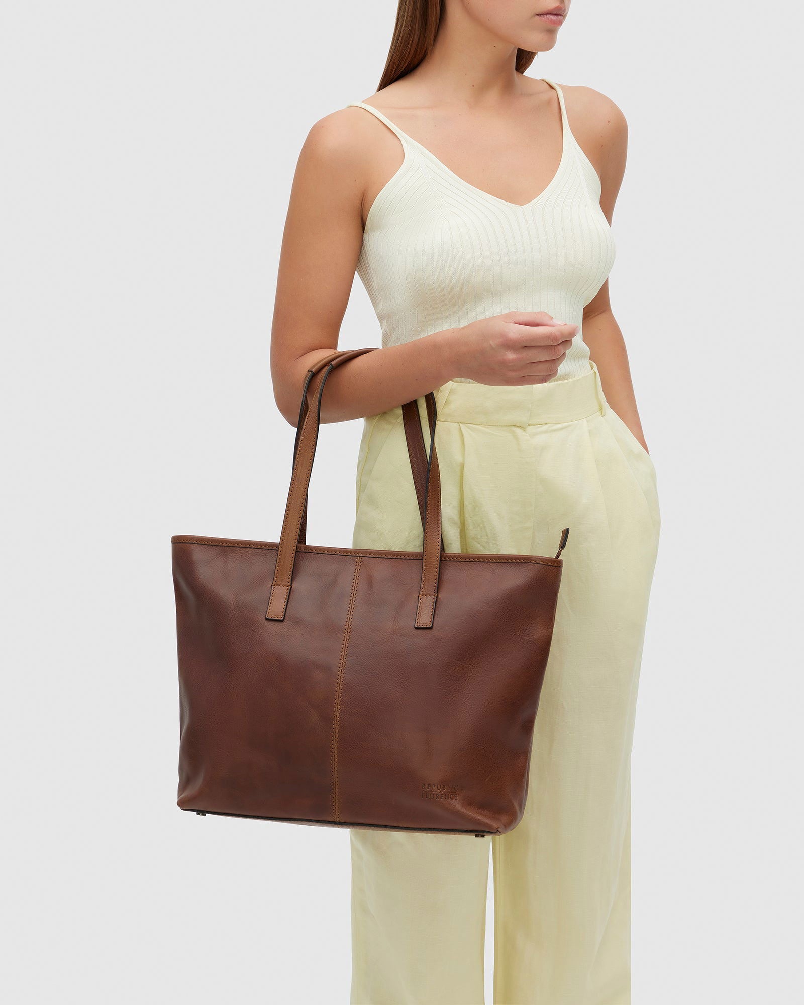 Beatrice Matt Brown - Leather Tote / Work Bag - Republic of Florence