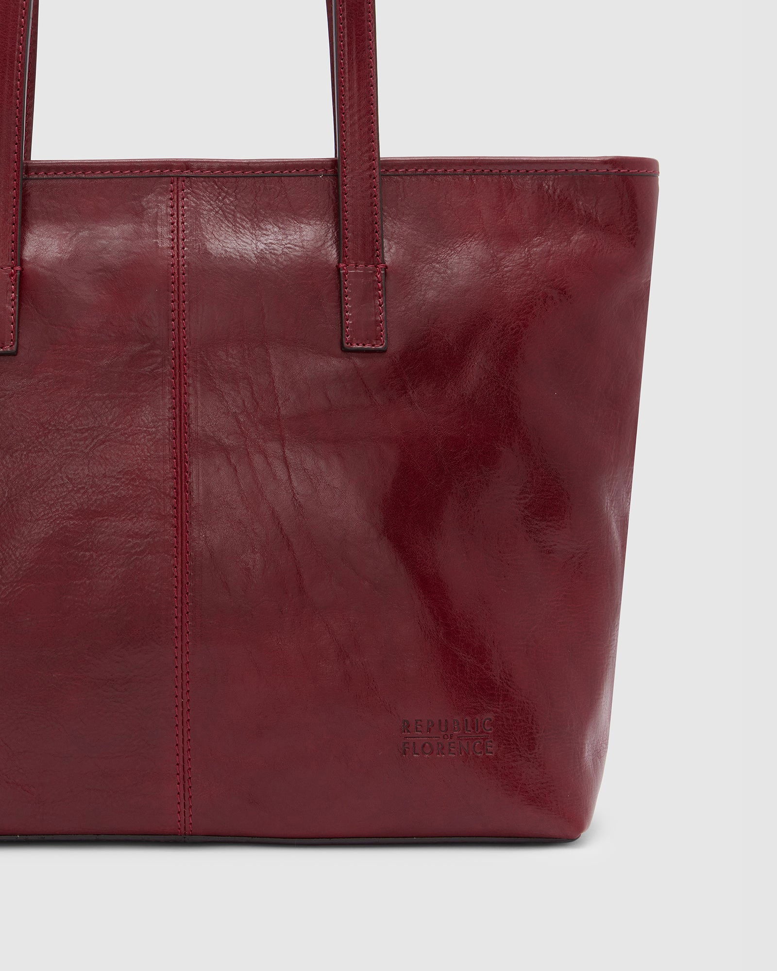 Beatrice Red - Leather Tote / Work Bag - Republic of Florence