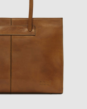 Florence Tan - Leather Women Tote/Work bag - Republic of Florence