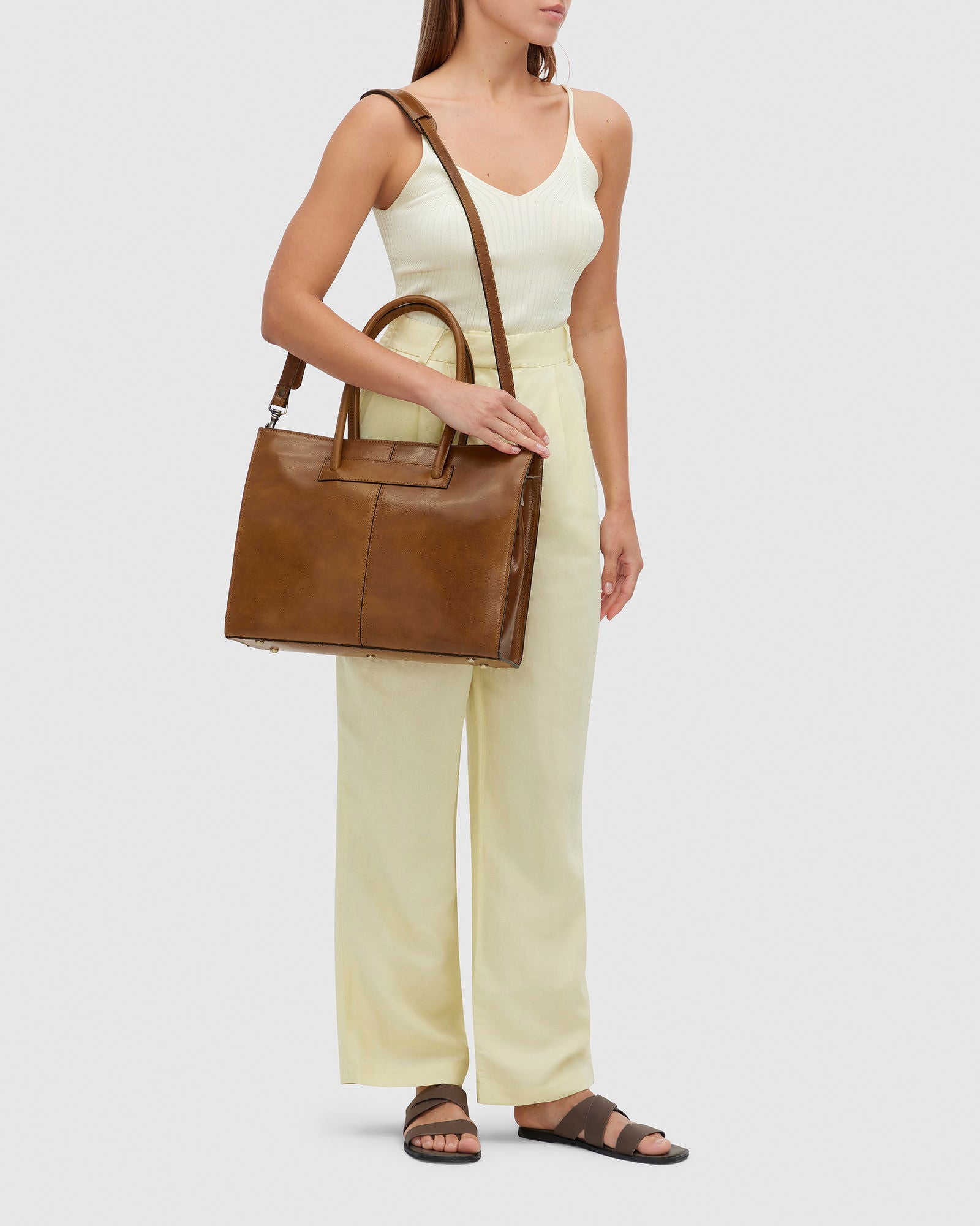 Florence Tan - Leather Women Tote/Work bag - Republic of Florence