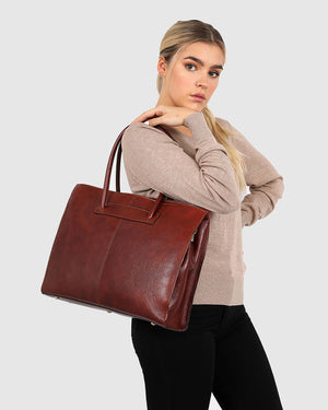 Florence Tan - Leather Women Tote/Work bag - Republic of Florence