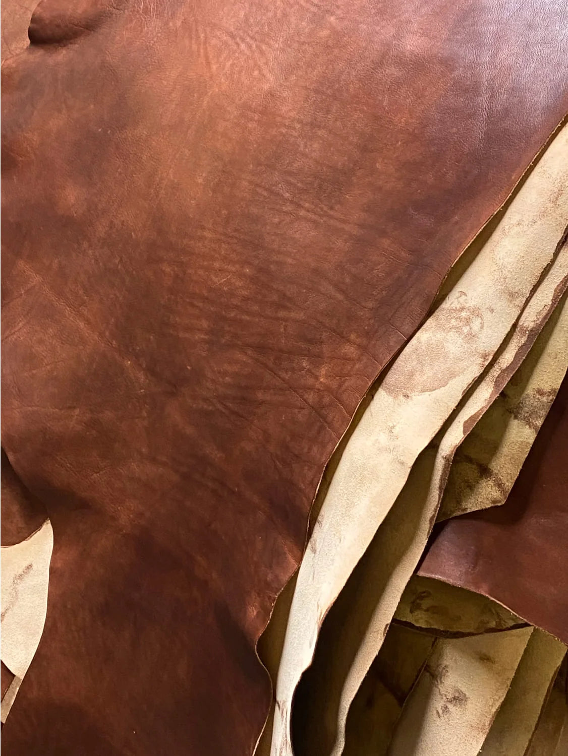 A stack of full-grain hides