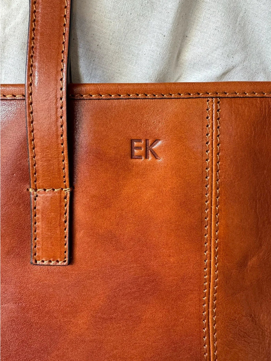 Foil embossing detail on leather