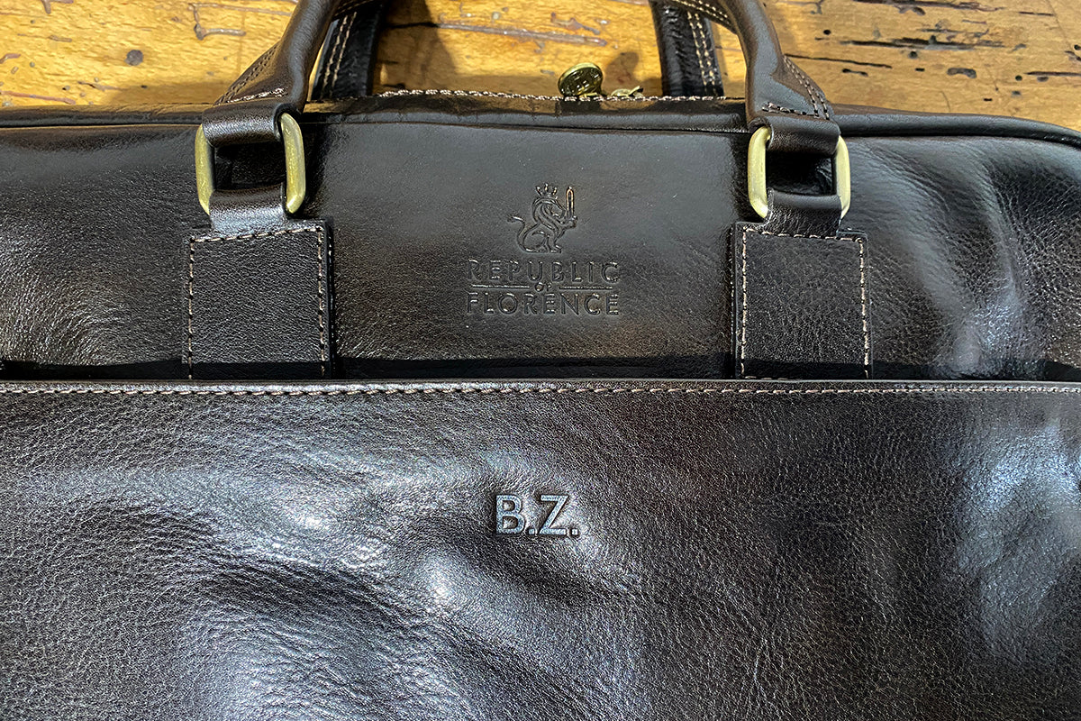 Embossing your initials on the bag